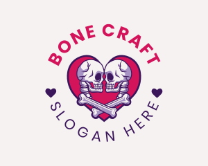 Skeletal - Skeleton Couple Emblem logo design