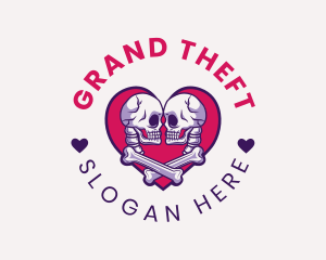 Valentine - Skeleton Couple Emblem logo design
