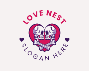 Couple - Skeleton Couple Emblem logo design