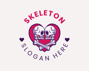 Skeleton Couple Emblem logo design