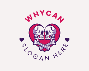 Heart - Skeleton Couple Emblem logo design