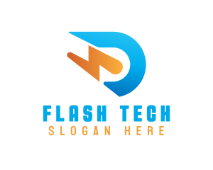 Flash - Thunder Flash Company Letter D logo design