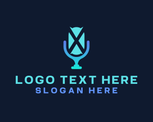 Negative Space - Mic App Letter X logo design
