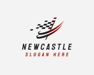 Automotive Racing  Flag Swoosh Logo