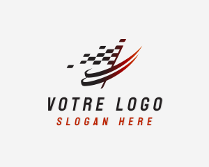 Automotive Racing  Flag Swoosh Logo