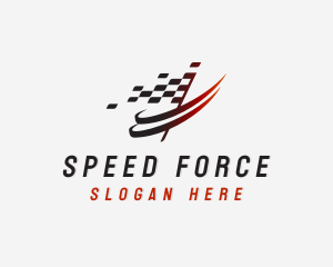 Automotive Racing  Flag Swoosh logo design