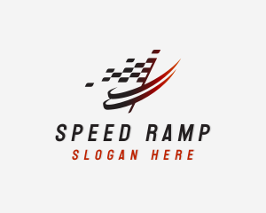 Automotive Racing  Flag Swoosh logo design