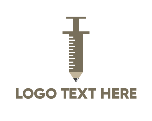 Pencil - Brown Pencil Syringe logo design