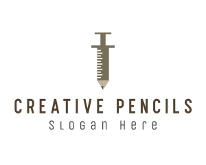 Pencil Medical Syringe logo design