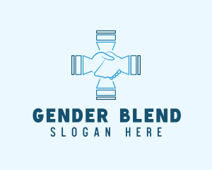 Gender - Blue Handshake Cross logo design