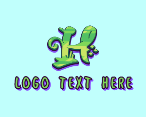 Art - Green Graffiti Art Letter H logo design