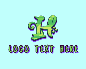 Music Label - Green Graffiti Art Letter H logo design