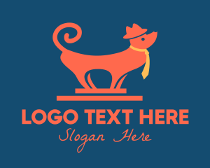 Hat Necktie Dog logo design