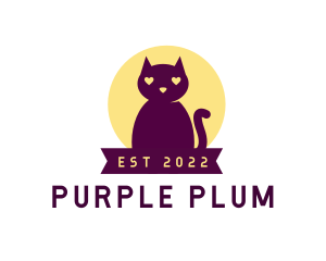 Purple - Cute Purple Cat logo design