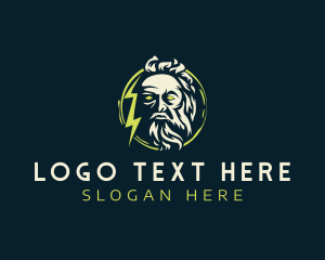 Oldman - Lightning Bolt God logo design