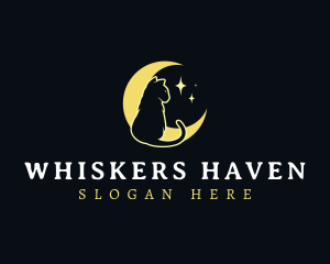 Whiskers - Night Cat Moon logo design