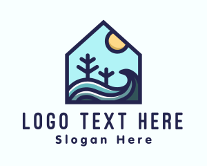 Surfing - Beach Sea House logo design
