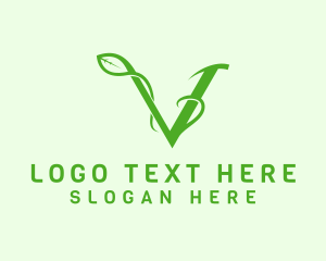 Seedling - Natural Vine Letter V logo design