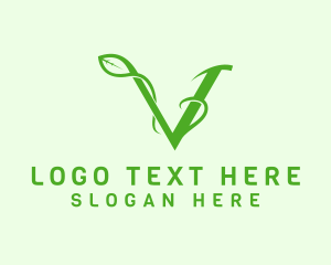 Plant - Natural Vine Letter V logo design