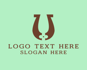 Four Leaf Clover - Lucky Horseshoe Letter U logo design