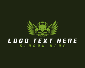 Skull Wing Headphones logo design