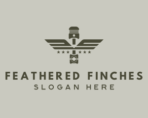 Wings Piston Engine Mechanic logo design