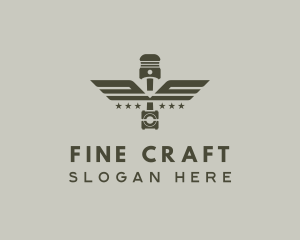 Wings Piston Engine Mechanic logo design