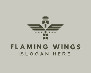 Wings - Wings Piston Engine Mechanic logo design