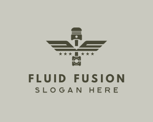 Wings Piston Engine Mechanic logo design