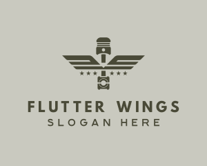 Wings Piston Engine Mechanic logo design