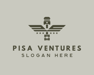 Wings Piston Engine Mechanic logo design