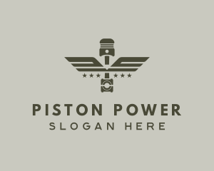 Piston - Wings Piston Engine Mechanic logo design