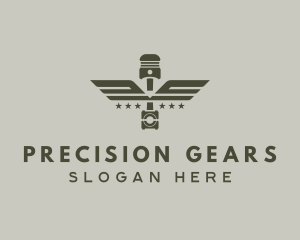 Mechanical - Wings Piston Engine Mechanic logo design