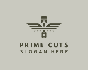 Engine - Wings Piston Engine Mechanic logo design