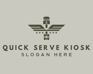 Wings Piston Engine Mechanic logo design