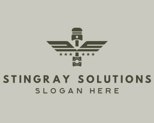 Wings Piston Engine Mechanic logo design