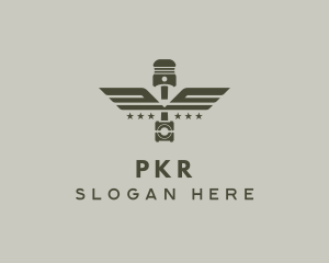 Wings Piston Engine Mechanic logo design