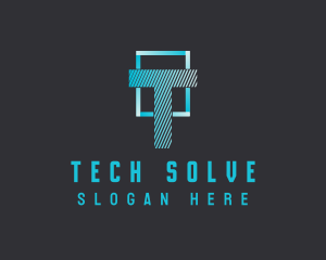 Tech Digital Letter logo design