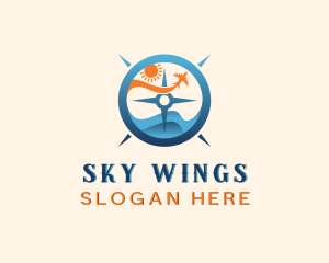 Airplane - Compass Airplane Travel logo design