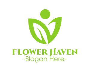 Green Human Flower logo design