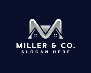 House Builder Letter M logo design