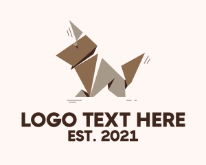 Hound - Brown Dog Origami logo design