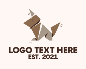 Pet Animal - Brown Dog Origami logo design