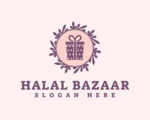 Purple Gift Shop Wreath logo design