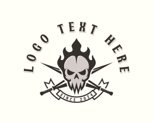 Mercenary - Warrior Flame Skull logo design