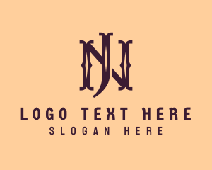 Letter Jn - Gothic Brand Letter NJ logo design