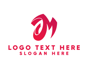 Fast Food - Ribbon Cursive Letter M logo design
