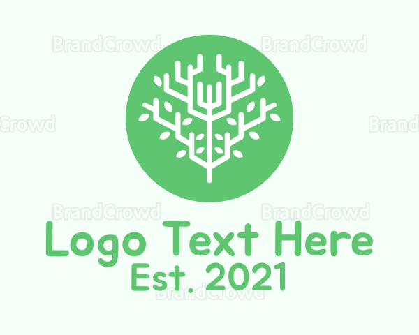 Green Symmetrical Tree Logo