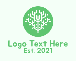 Organic - Green Symmetrical Tree logo design