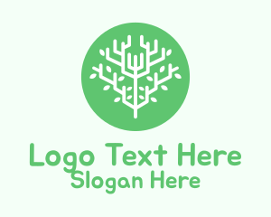 Green Symmetrical Tree Logo
